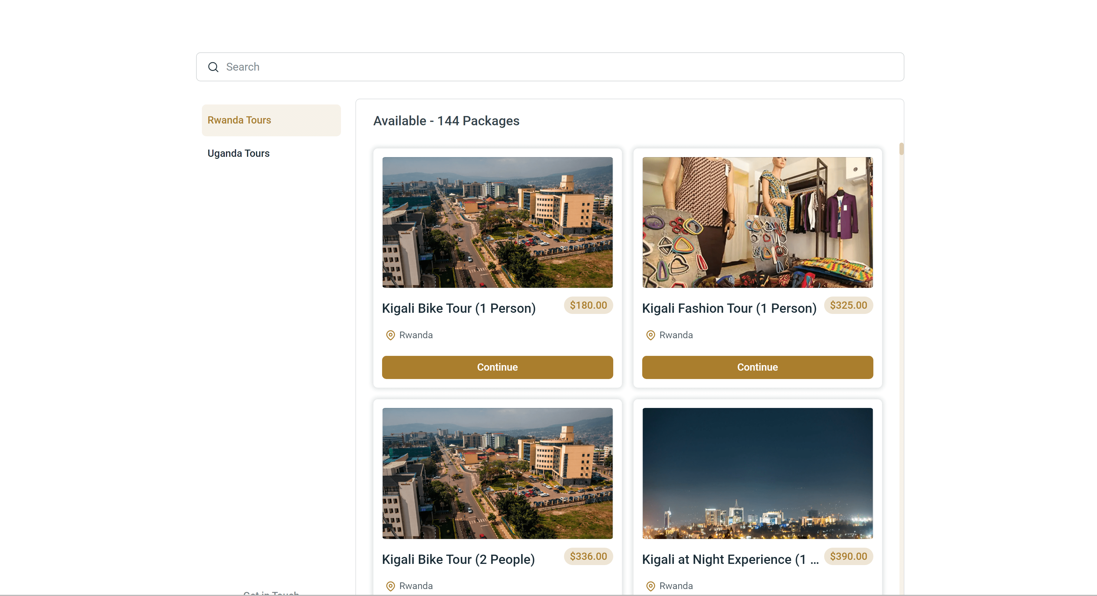 Travelers can choose from hundreds of tours and book and pay online with Judith Safari's Level Business System and design by Biz Ops Rwanda.