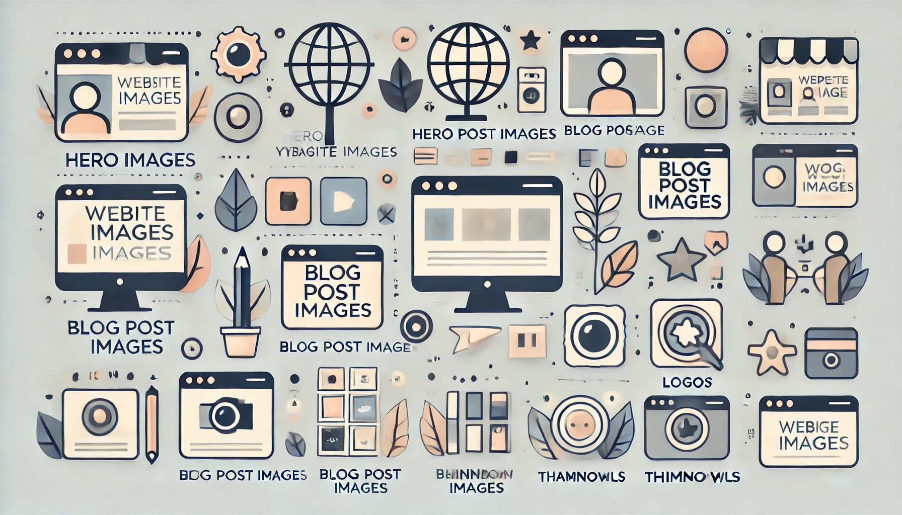 A diverse selection of website images on a computer screen, illustrating the importance of choosing quality and optimized visuals for better web design and SEO.